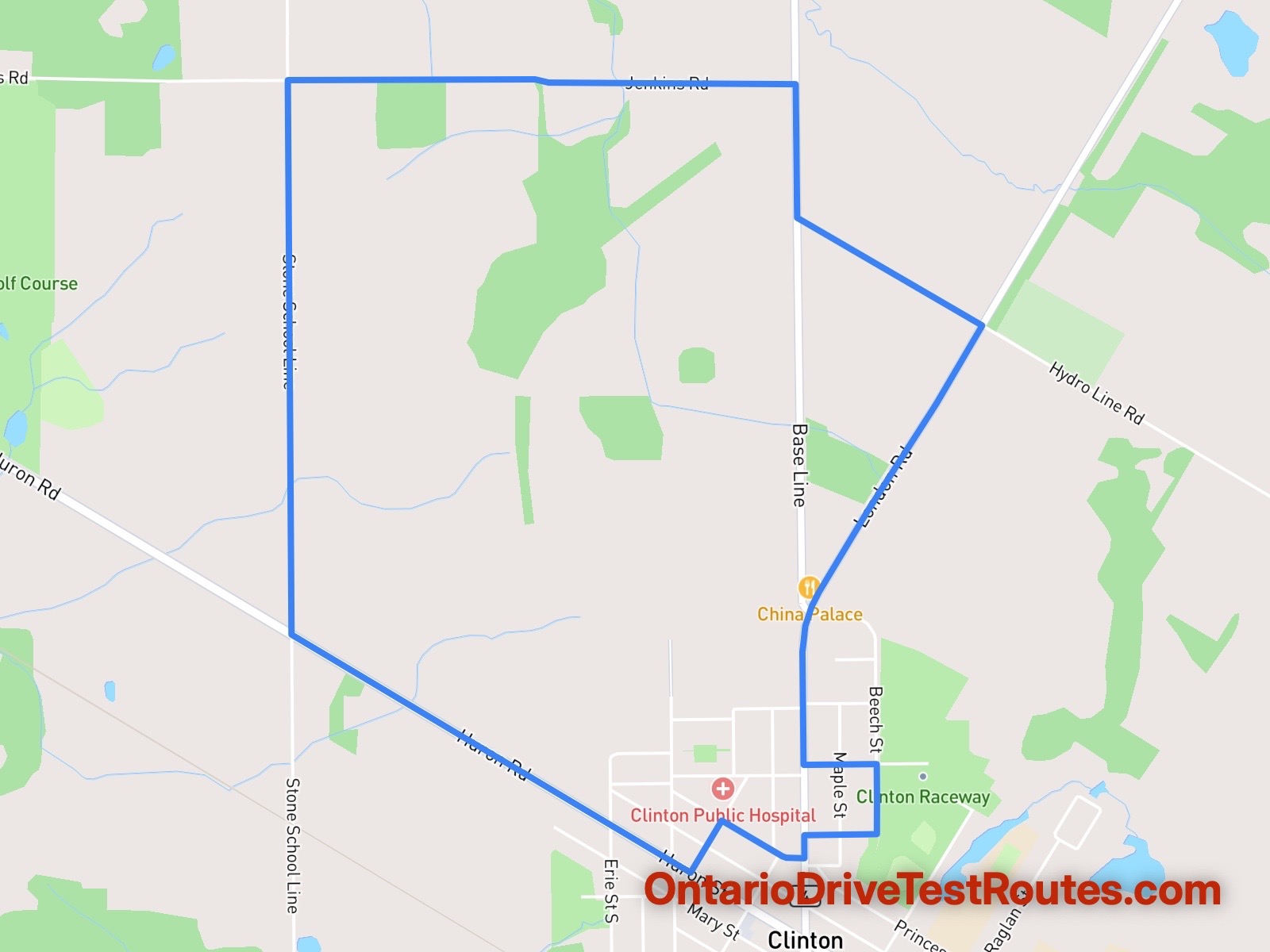 Clinton drive test route map
